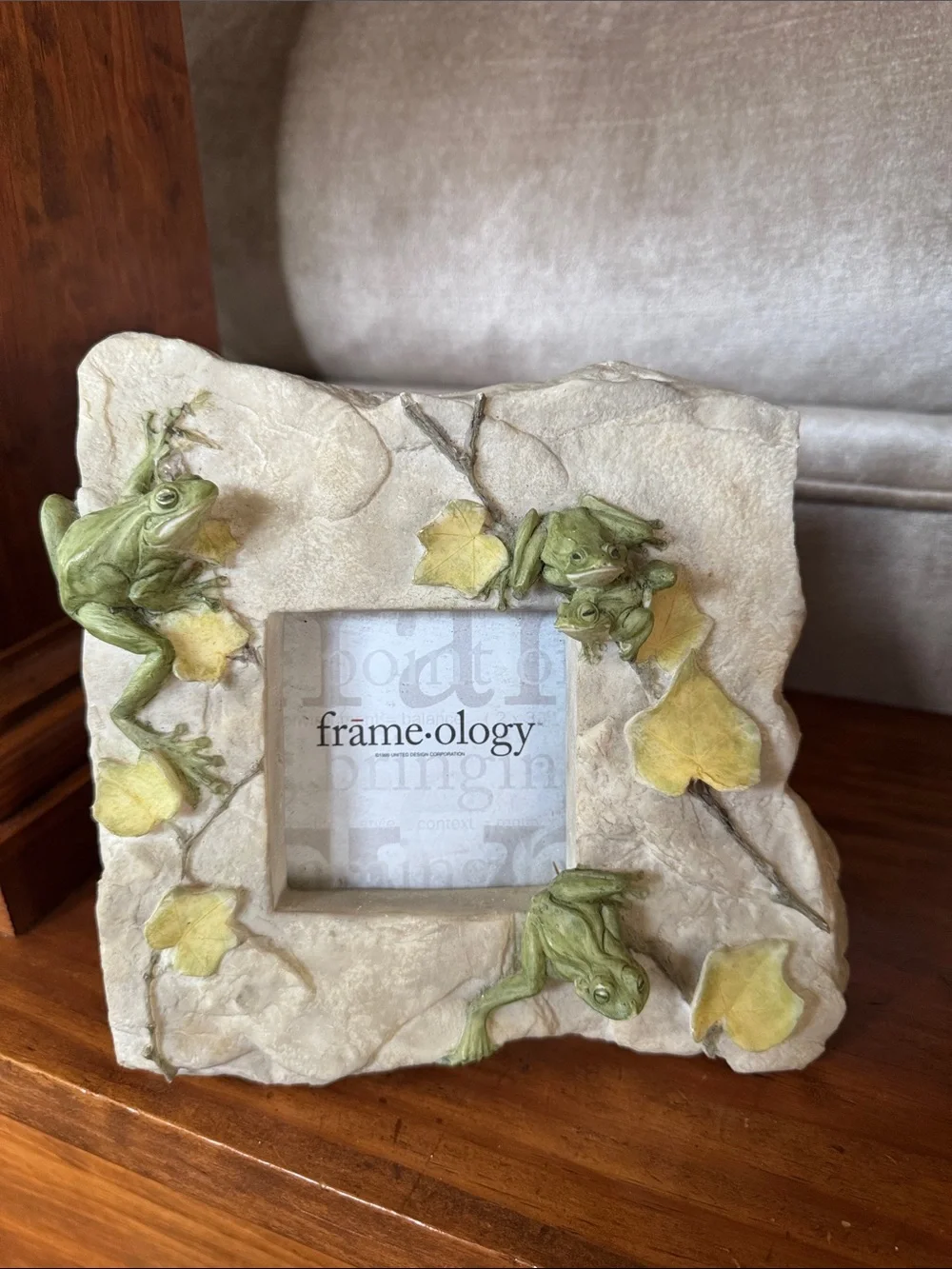 Vintage Frameology 1999 Photo Frame with 3D Whimsical Green Tree Frogs
